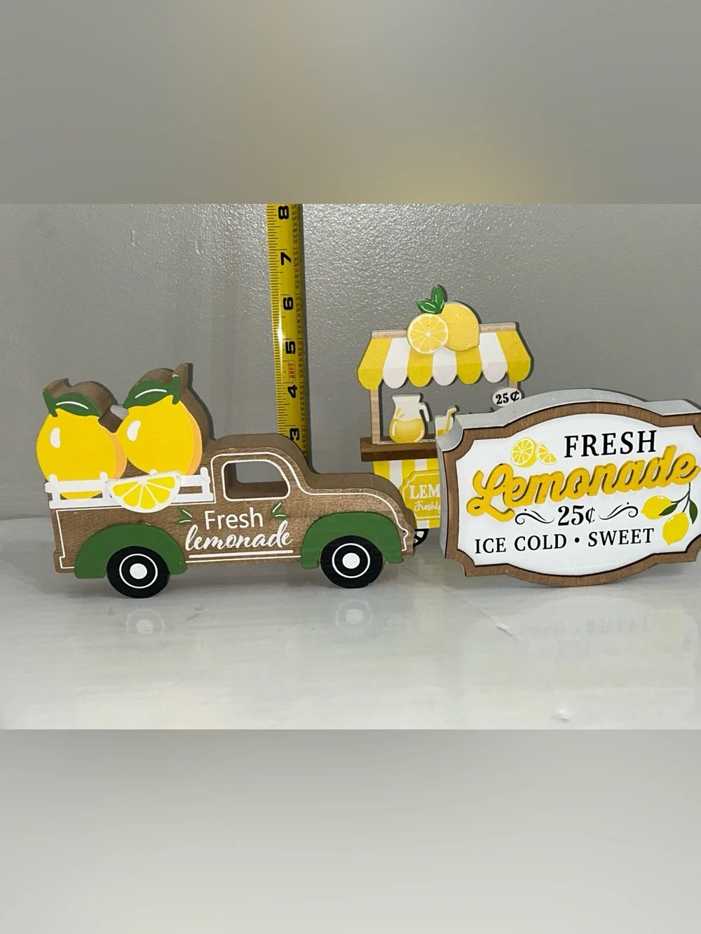 The Spring Shop Yellow & Green Lemonade Truck and Stand Decorative wood Set